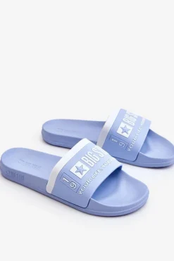 Damskie Big Star Shoes Damskie Lekkie Klapki Big Star LL274734 Jasnoniebieskie