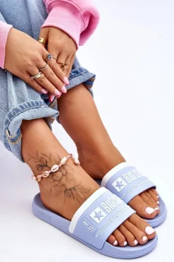 Damskie Big Star Shoes Damskie Lekkie Klapki Big Star LL274734 Jasnoniebieskie