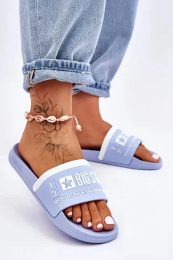 Damskie Big Star Shoes Damskie Lekkie Klapki Big Star LL274734 Jasnoniebieskie