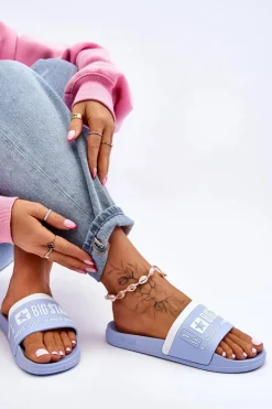 Damskie Big Star Shoes Damskie Lekkie Klapki Big Star LL274734 Jasnoniebieskie