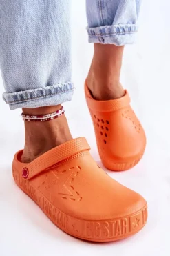 Damskie Big Star Shoes Damskie Lekkie Klapki Big Star II275005 Pomarańczowe