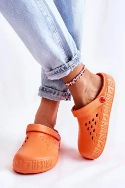 Damskie Big Star Shoes Damskie Lekkie Klapki Big Star II275005 Pomarańczowe