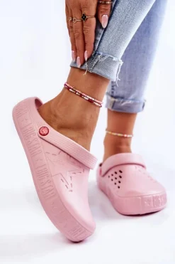 Big Star Shoes Klapki Damskie Klasyczne*Damskie Lekkie Klapki Chodaki Big Star II275008 Różowe Różowy