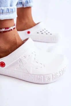 Big Star Shoes Klapki Damskie Klasyczne*Damskie Lekkie Klapki Chodaki Big Star II275003 Białe Biały