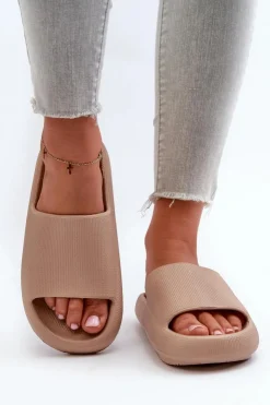 Damskie Boto Damskie Lekkie Piankowe Klapki Na Grubej Podeszwie Ciemnobeżowe Querceria