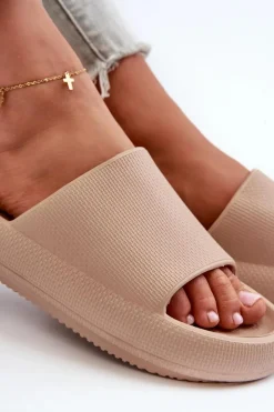 Damskie Boto Damskie Lekkie Piankowe Klapki Na Grubej Podeszwie Ciemnobeżowe Querceria