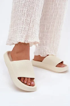 Damskie Boto Damskie Lekkie Piankowe Klapki Na Grubej Podeszwie Ecru Querceria