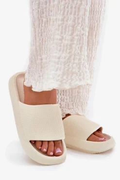 Damskie Boto Damskie Lekkie Piankowe Klapki Na Grubej Podeszwie Ecru Querceria