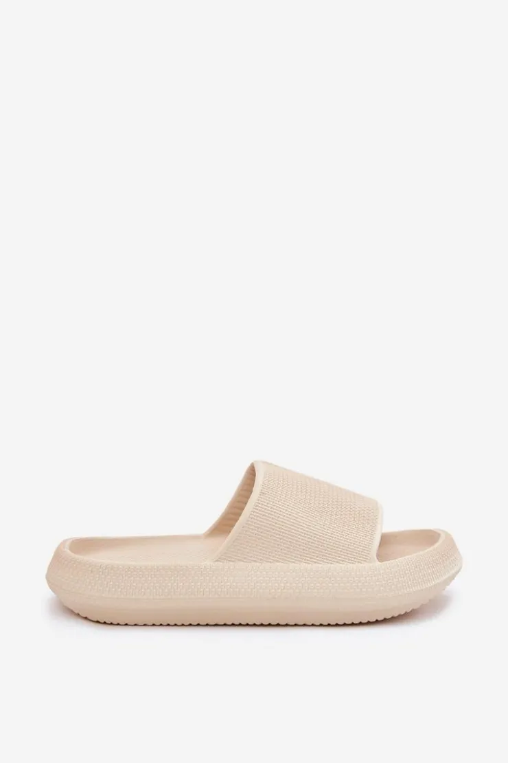 New Boto Damskie Lekkie Piankowe Klapki Na Grubej Podeszwie Beżowe Querceria