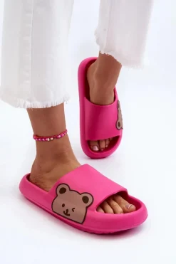 Damskie Boto Damskie Lekkie Piankowe Klapki Motyw Misia Fuksja Parisso