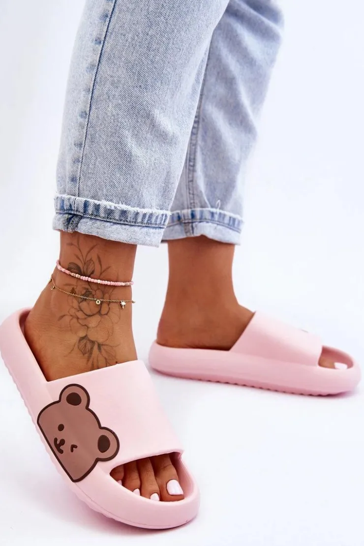 Boto Klapki Basenowe|Klapki Damskie Klasyczne*Damskie Lekkie Piankowe Klapki Motyw Misia Różowe Parisso