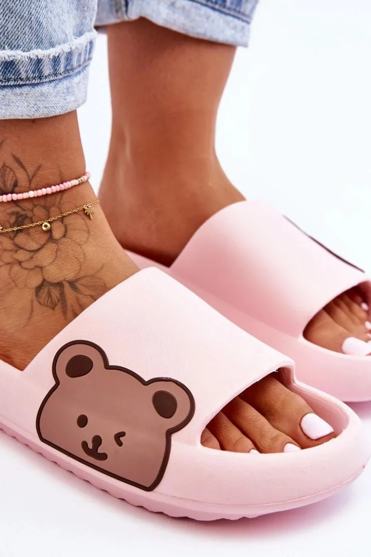 Boto Klapki Basenowe|Klapki Damskie Klasyczne*Damskie Lekkie Piankowe Klapki Motyw Misia Różowe Parisso