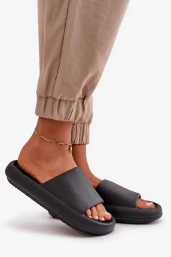 Outlet Boto Damskie Lekkie Piankowe Klapki Na Grubej Podeszwie Czarne Querceria