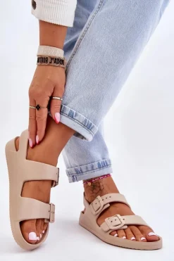 Big Star Shoes Sandały Big Star|Sandały Płaskie*Damskie Lekkie Sandały Big Star LL274746 Beżowe Beżowy