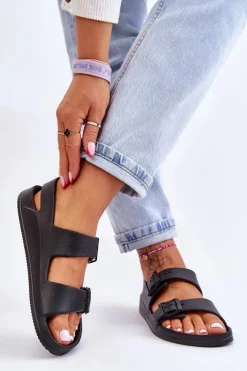 Discount Big Star Shoes Damskie Lekkie Sandały Big Star LL274745 Czarne Czarny