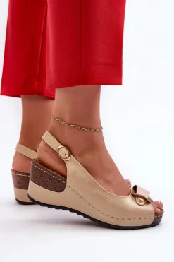 Damskie Evento Damskie Lekkie Sandały Na Koturnie Comfort Shoes Beżowe Efravia