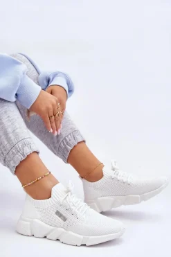 Big Star Shoes Damskie Lekkie Sneakersy Memory Foam System Big Star JJ274268 Białe