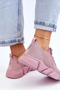 Big Star Shoes Buty Sportowe Big Star|Sneakersy Damskie*Damskie Lekkie Sneakersy Memory Foam System Big Star JJ274266 Różowe