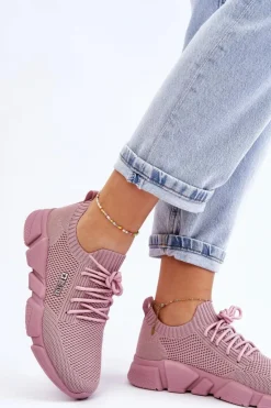 Big Star Shoes Buty Sportowe Big Star|Sneakersy Damskie*Damskie Lekkie Sneakersy Memory Foam System Big Star JJ274266 Różowe