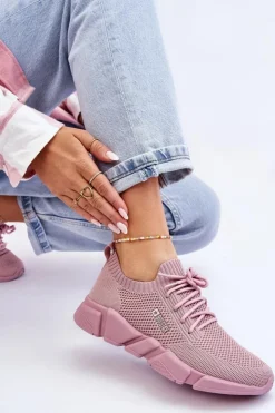 Big Star Shoes Buty Sportowe Big Star|Sneakersy Damskie*Damskie Lekkie Sneakersy Memory Foam System Big Star JJ274266 Różowe