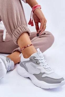 Big Star Shoes Buty Sportowe Big Star|Sneakersy Damskie*Damskie Lekkie Sportowe Buty Big Star LL274375 Biało-Szare