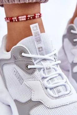 Big Star Shoes Buty Sportowe Big Star|Sneakersy Damskie*Damskie Lekkie Sportowe Buty Big Star LL274375 Biało-Szare