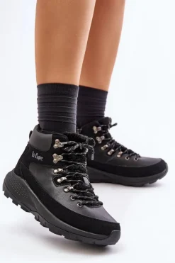 Lee Cooper Trekkingowe Damskie|Botki Ocieplane*Damskie Lekkie Trapery Na Zamek LCJ-24-03-3073 Czarne