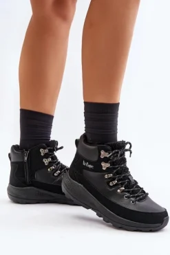 Lee Cooper Trekkingowe Damskie|Botki Ocieplane*Damskie Lekkie Trapery Na Zamek LCJ-24-03-3073 Czarne