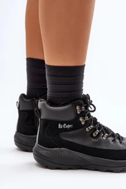 Lee Cooper Trekkingowe Damskie|Botki Ocieplane*Damskie Lekkie Trapery Na Zamek LCJ-24-03-3073 Czarne