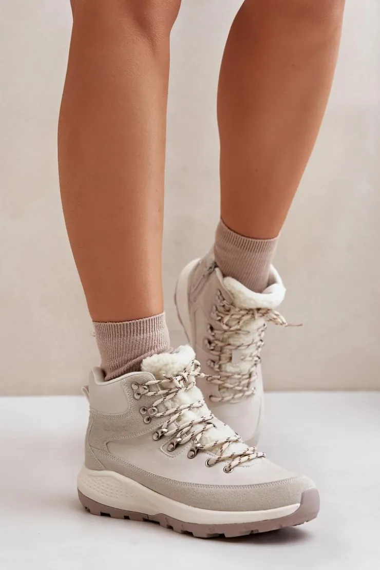 Damskie Lee Cooper Damskie Lekkie Trapery Na Zamek LCJ-24-03-3071 Jasnobeżowe