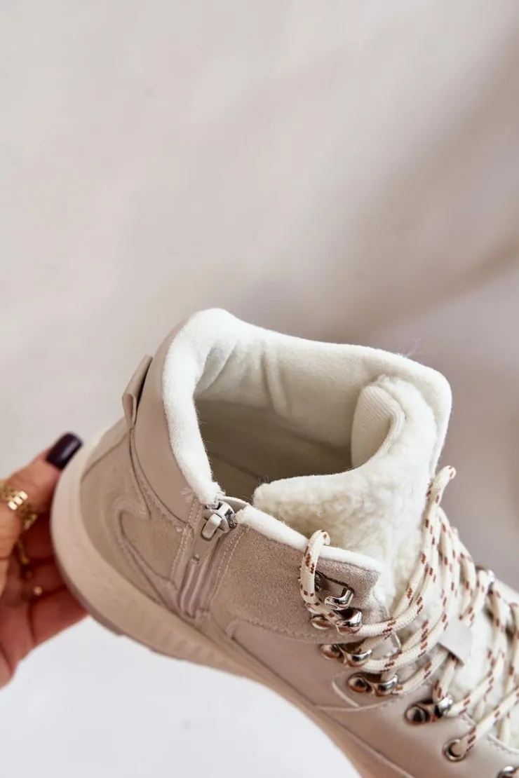 Damskie Lee Cooper Damskie Lekkie Trapery Na Zamek LCJ-24-03-3071 Jasnobeżowe