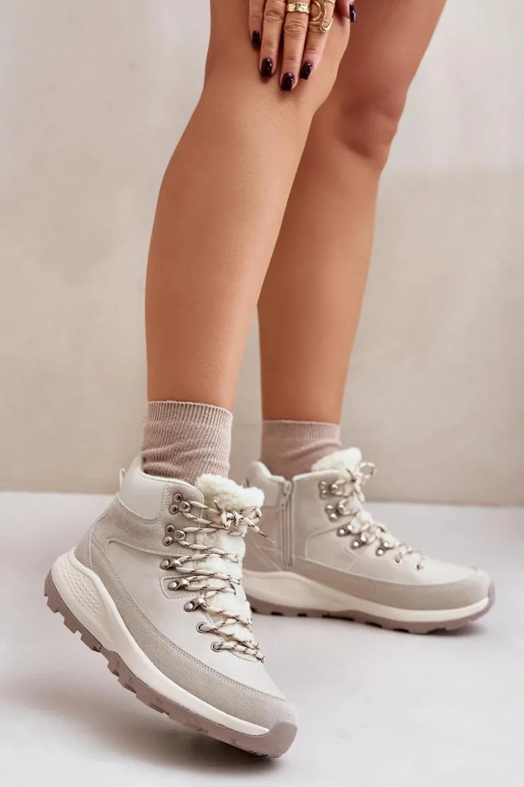 Damskie Lee Cooper Damskie Lekkie Trapery Na Zamek LCJ-24-03-3071 Jasnobeżowe