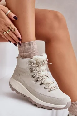 Damskie Lee Cooper Damskie Lekkie Trapery Na Zamek LCJ-24-03-3071 Jasnobeżowe