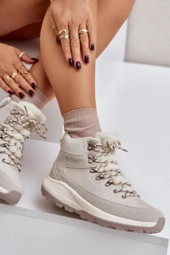 Damskie Lee Cooper Damskie Lekkie Trapery Na Zamek LCJ-24-03-3071 Jasnobeżowe