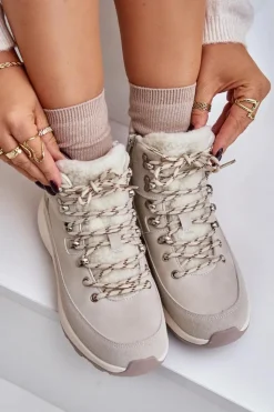 Damskie Lee Cooper Damskie Lekkie Trapery Na Zamek LCJ-24-03-3071 Jasnobeżowe