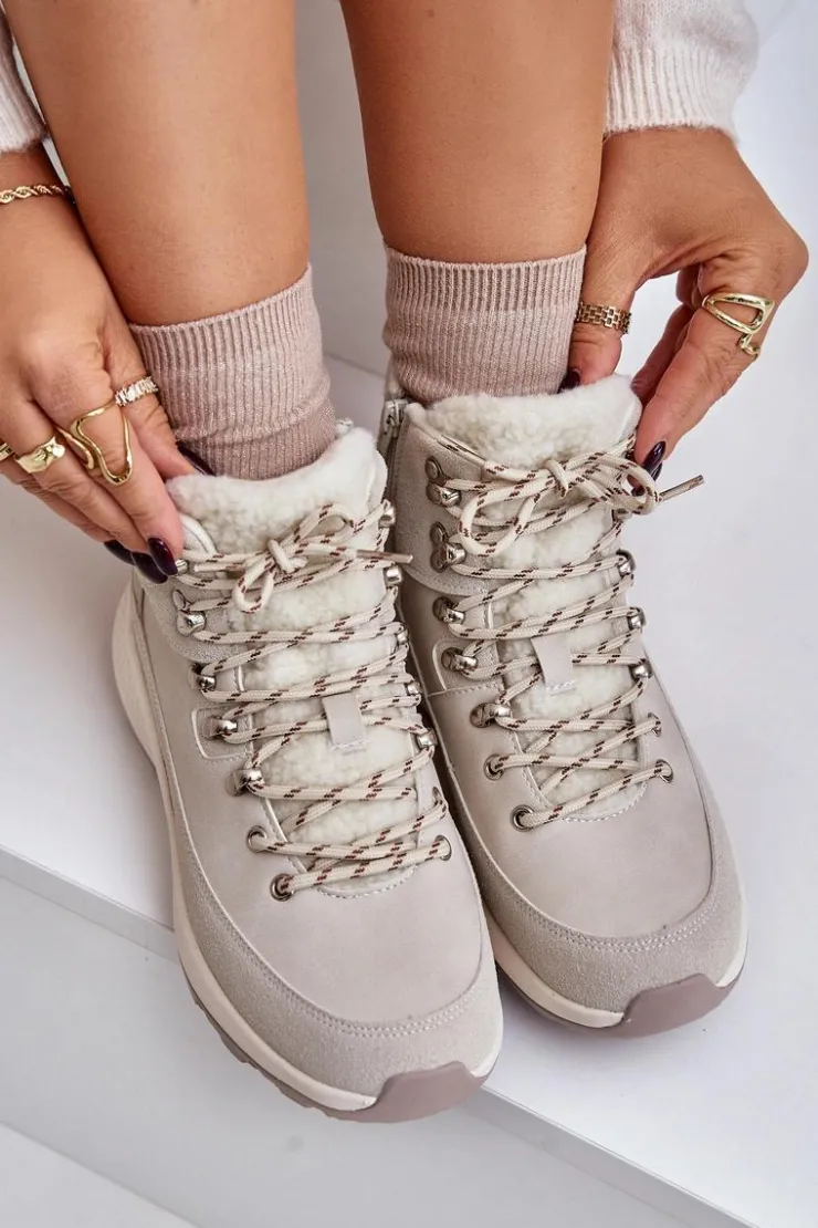 Damskie Lee Cooper Damskie Lekkie Trapery Na Zamek LCJ-24-03-3071 Jasnobeżowe