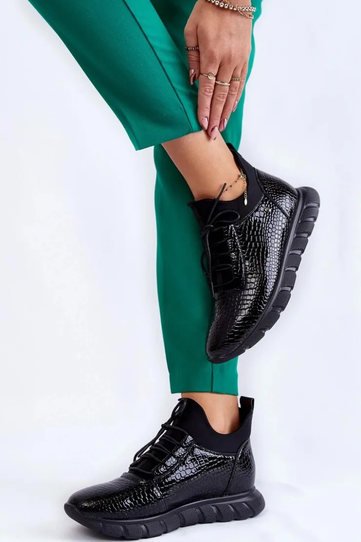 Buty damskie Vinceza Buty Sportowe Na Platformie|Sneakersy Damskie*Damskie Lekkie Wsuwane Sneakersy Czarne Soroco