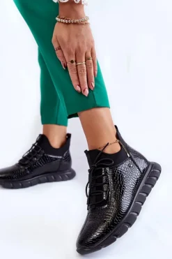 Buty damskie Vinceza Buty Sportowe Na Platformie|Sneakersy Damskie*Damskie Lekkie Wsuwane Sneakersy Czarne Soroco