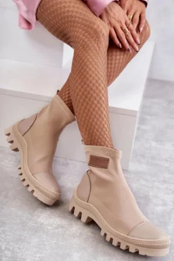 Boto Czarne Botki|Brązowe I Beżowe Botki*Damskie Materiałowe Botki Nicole 2703 Beżowe