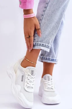 Sale Big Star Shoes Damskie Materiałowe Buty Sportowe Memory Foam System Big Star LL274A064 Białe