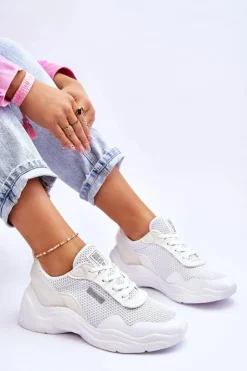 Sale Big Star Shoes Damskie Materiałowe Buty Sportowe Memory Foam System Big Star LL274A064 Białe