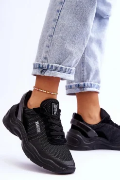 Big Star Shoes Buty Sportowe Big Star|Sneakersy Damskie*Damskie Materiałowe Buty Sportowe Memory Foam System Big Star LL274A065 Czarne