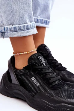 Big Star Shoes Buty Sportowe Big Star|Sneakersy Damskie*Damskie Materiałowe Buty Sportowe Memory Foam System Big Star LL274A065 Czarne