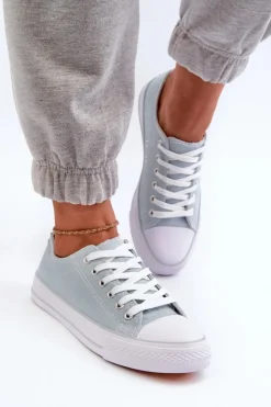 Boto Trampki Damskie Niskie*Damskie Materiałowe Klasyczne Niskie Trampki Miętowe Lennabella