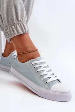 Boto Trampki Damskie Niskie*Damskie Materiałowe Klasyczne Niskie Trampki Miętowe Lennabella