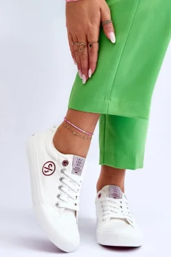 Cross Jeans Trampki Damskie Cross Jeans|Trampki Damskie Niskie*Damskie Materiałowe Tenisówki LL2R4043 Białe Biały