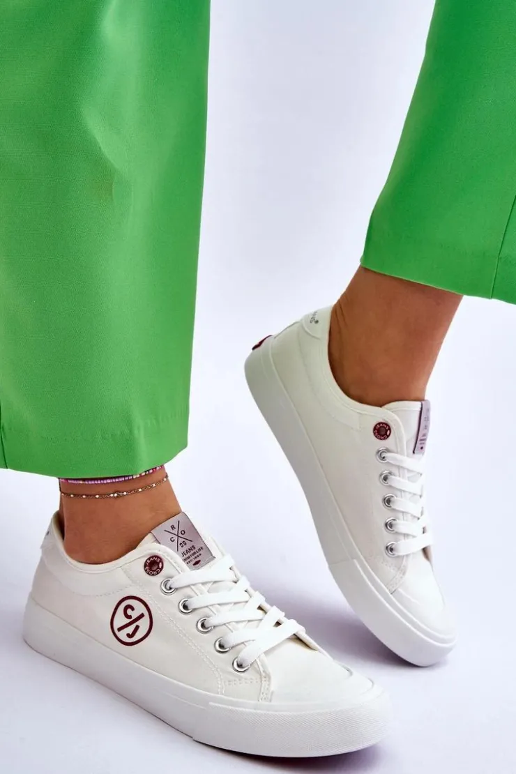 Cross Jeans Trampki Damskie Cross Jeans|Trampki Damskie Niskie*Damskie Materiałowe Tenisówki LL2R4043 Białe Biały
