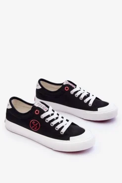 Damskie Cross Jeans Damskie Materiałowe Tenisówki LL2R4044 Czarne