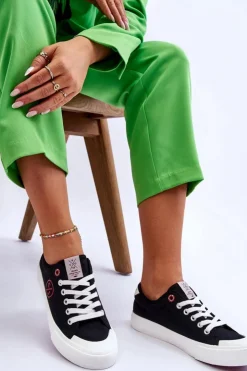 Damskie Cross Jeans Damskie Materiałowe Tenisówki LL2R4044 Czarne