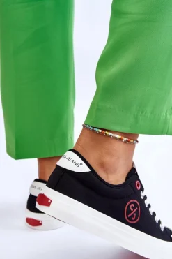 Damskie Cross Jeans Damskie Materiałowe Tenisówki LL2R4044 Czarne